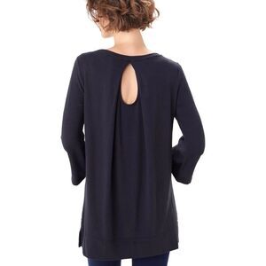 Lole Black "Downtown" Keyhole Round Neck Long‎ Sleeve Jersey Tunic Blouse